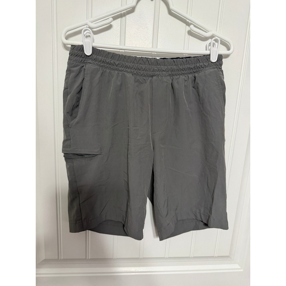 Tahari Shorts Mens Medium Grey Activewear Zipper Pockets Elastic Waist EUC